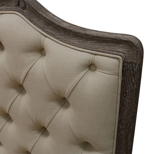 Friedrich Button Tufted Oak Wood Bed Frame