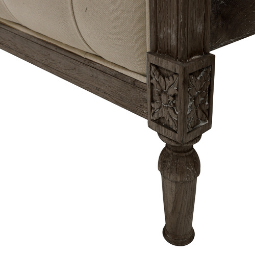 Friedrich Button Tufted Oak Wood Bed Frame