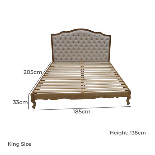 Beige Leia Linen Bed Frame