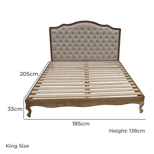 Beige Leia Linen Bed Frame