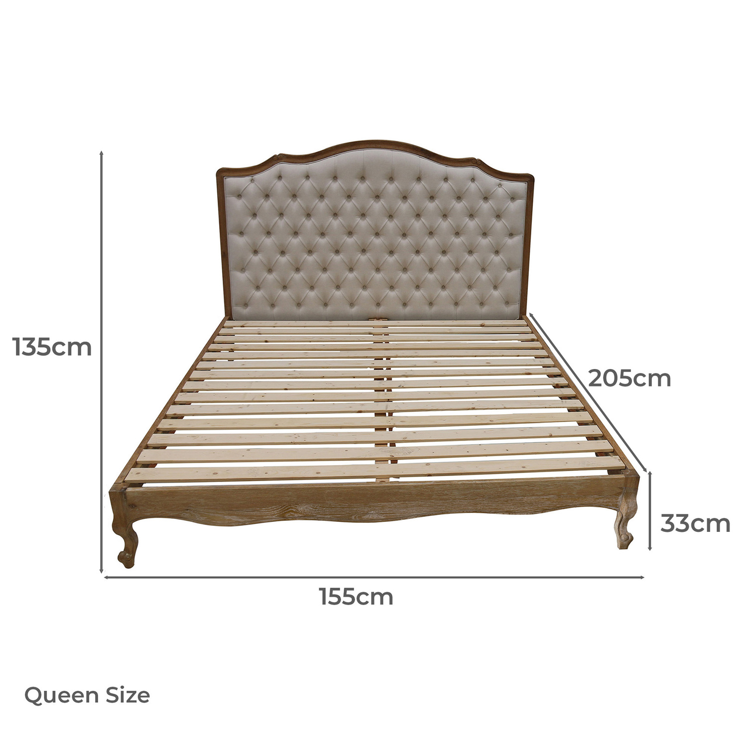 Beige Leia Linen Bed Frame