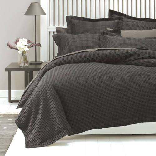 Linen House Deluxe Waffle Charcoal Quilt Cover Set & Reviews Temple