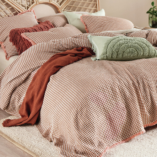Linen House Paprika Cavo Cotton Queen Blanket Temple & ster