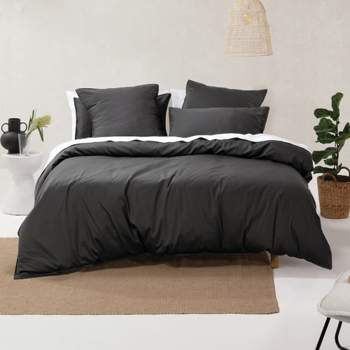 Charcoal Nara Cotton & Bamboo Quilt Cover Set