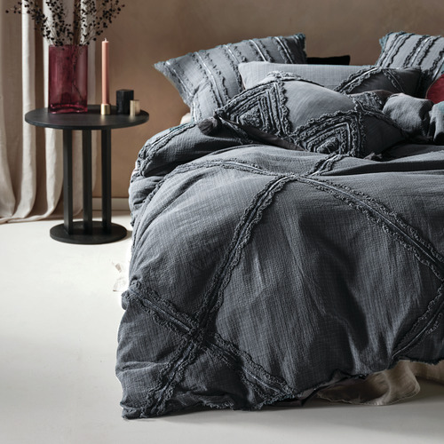 Linen House Slate Heather Cotton Quilt Cover Set Temple & ster