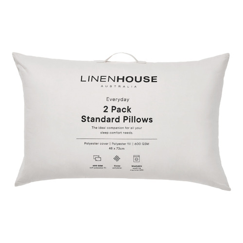 Everyday 2PK 600GSM Standard Pillows