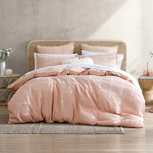 Linen House Peony Galicia Cotton Waffle Quilt Cover Set Temple & ster