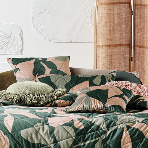 Linen House Green June Quilt Cover Set Temple & ster