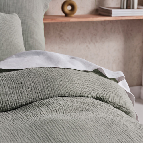 Linen House Sage Elysian Cotton Quilt Cover Set Temple & ster