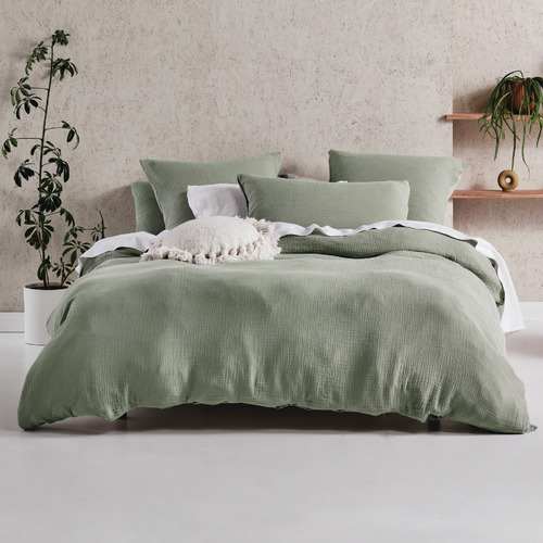 Linen House Sage Elysian Cotton Quilt Cover Set | Temple & Webster