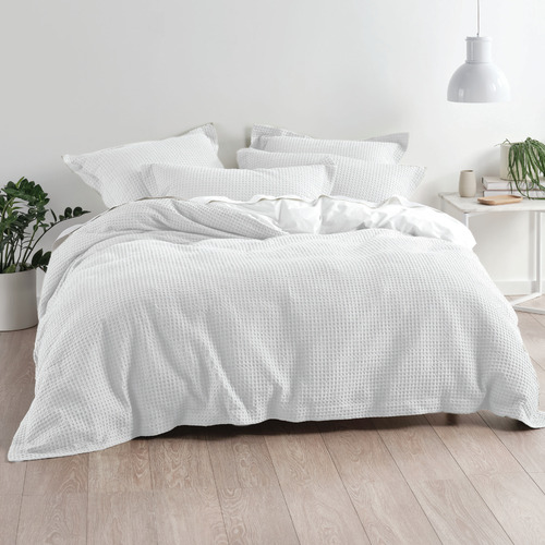 Linen House Deluxe Waffle White Quilt Cover Set | Temple & Webster