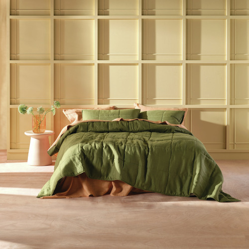 Moss Nimes Linen Coverlet
