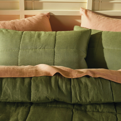 Moss Nimes Linen Coverlet