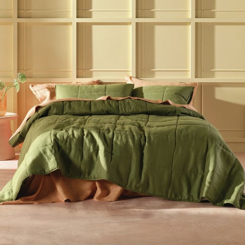 Moss Nimes Linen Coverlet