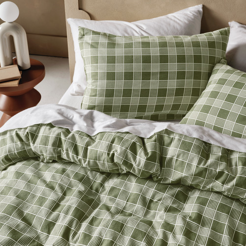 Linen House Moss Cotton Flannelette Quilt Cover Set Temple & ster