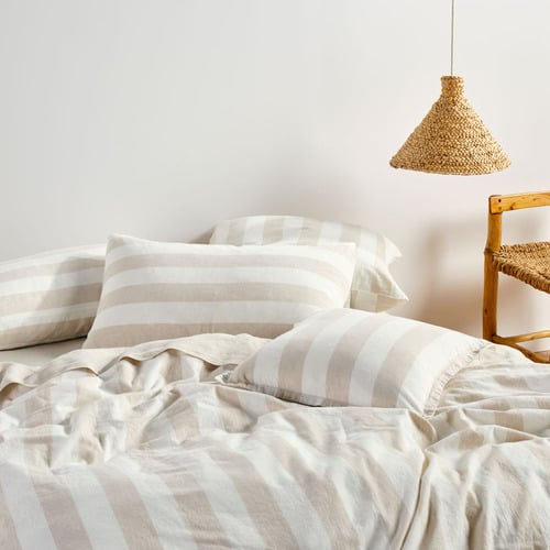 Natural Stripe Linen-Blend Quilt Cover Set