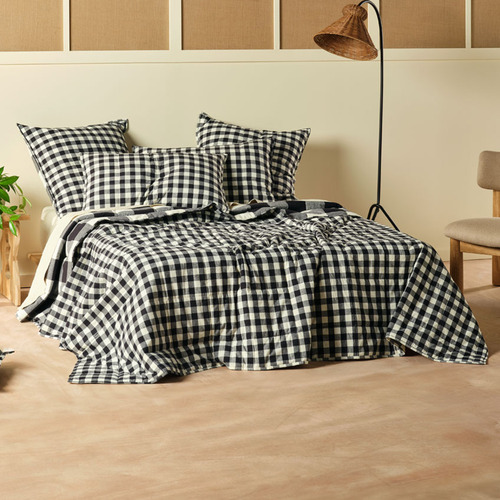 Black Wren Cotton Super King Coverlet Temple & Webster