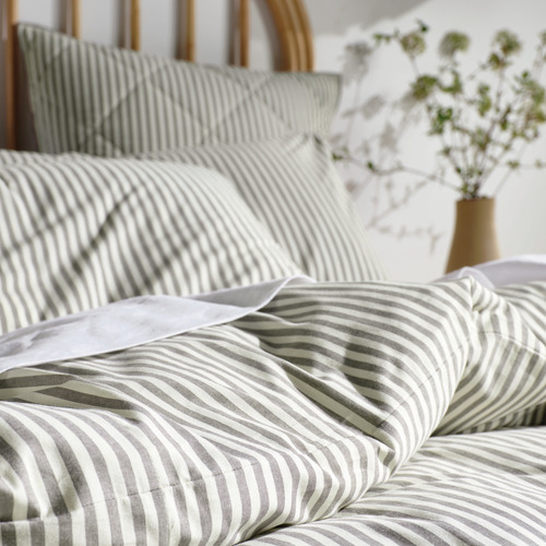 Charcoal Stripe Classic Cotton Quilt Cover Set | Temple & Webster