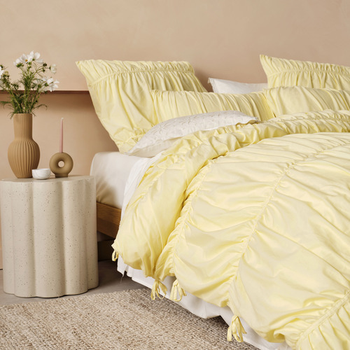 Layla Cotton Voile Lemon Quilt Cover Set