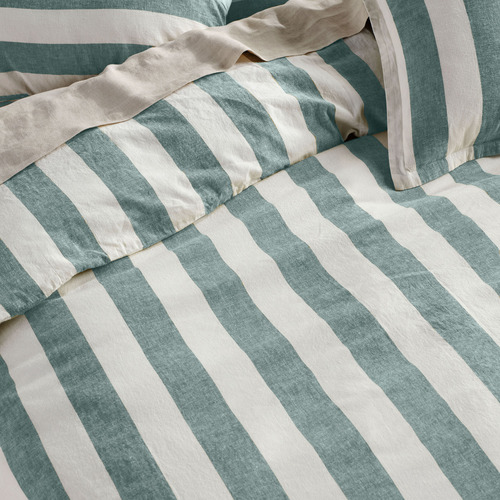 Denim Vintage Stripe Cotton & Linen Quilt Cover Set