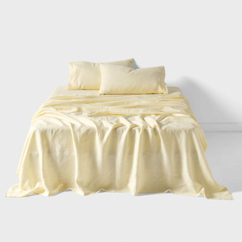 Lemon Nimes Linen Sheet Set