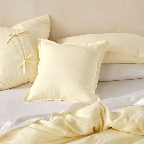 Lemon Nimes Tailored Linen Cushion