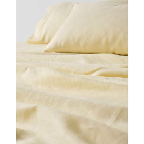 Lemon Nimes Linen Sheet Set