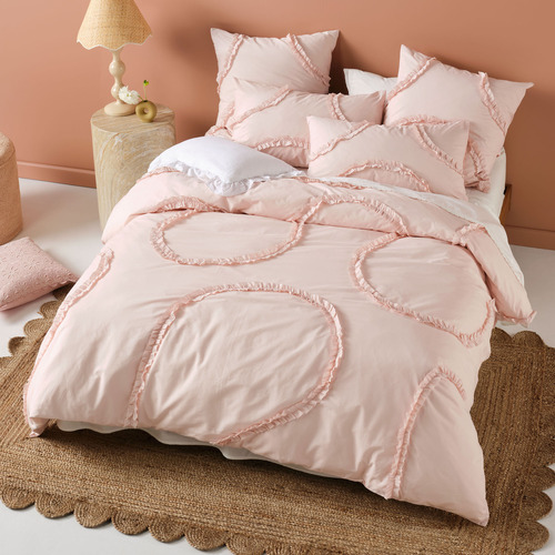 Pink Gianna Cotton Percale Quilt Cover Set