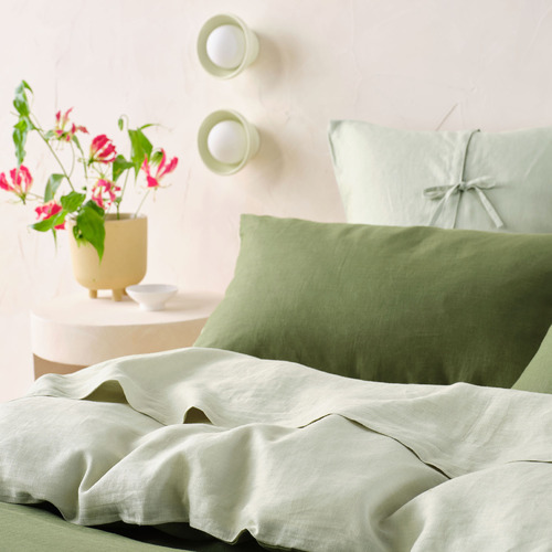 Moss & Wasabi Nimes Duet Linen Quilt Cover Set