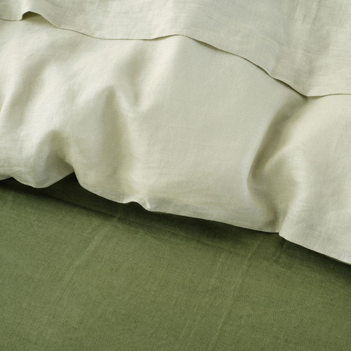Moss & Wasabi Nimes Duet Linen Quilt Cover Set