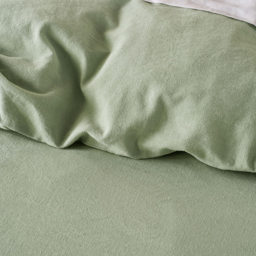 Seaglass Vintage Ruffle Linen-Blend Quilt Cover Set