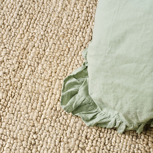 Seaglass Vintage Ruffle Linen-Blend Quilt Cover Set