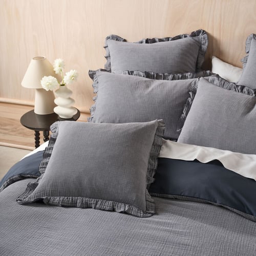 Navy Lucy Cotton Muslin Quilt Cover Set