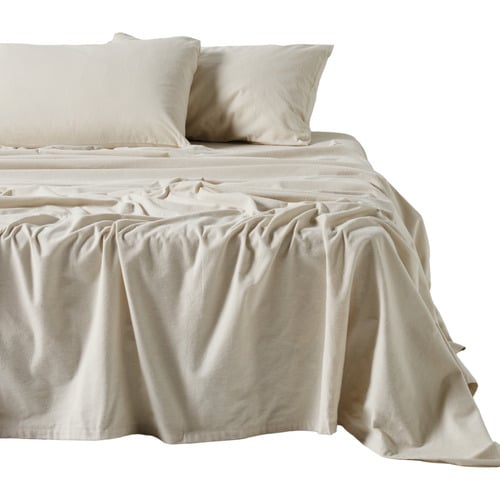 Flannelette Plain-Dyed Cotton Sheet Set