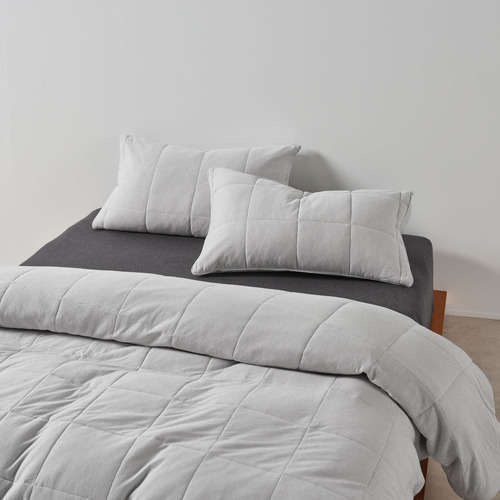 Grey Ryland Jersey Cotton Quilt Cover Set