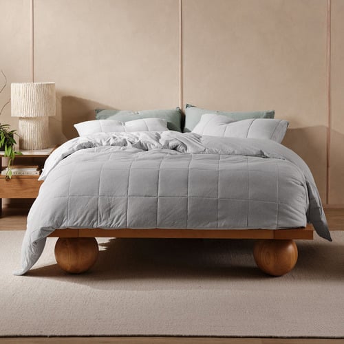 Grey Ryland Jersey Cotton Quilt Cover Set