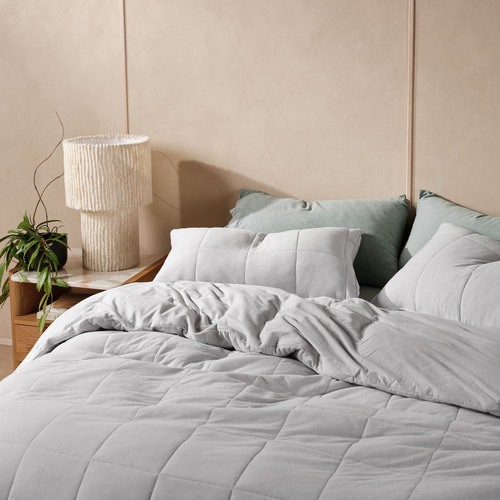 Grey Ryland Jersey Cotton Quilt Cover Set