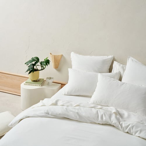White Saffron Connie Cotton & Linen Quilt Cover Set