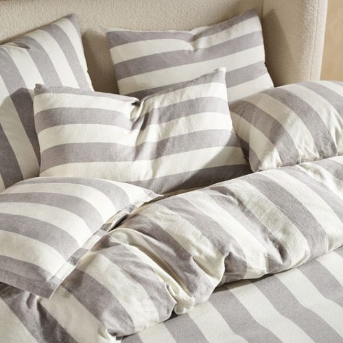 Steel Vintage Cotton & Linen Quilt Cover Set