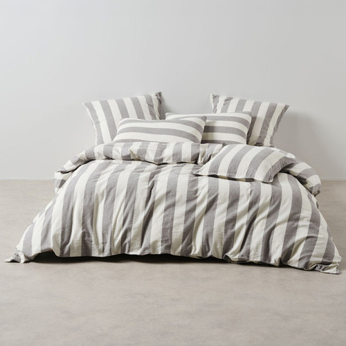 Steel Vintage Cotton & Linen Quilt Cover Set