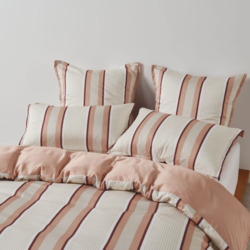 Clay Nara Stripe Bamboo & Cotton Quilt Cover Set