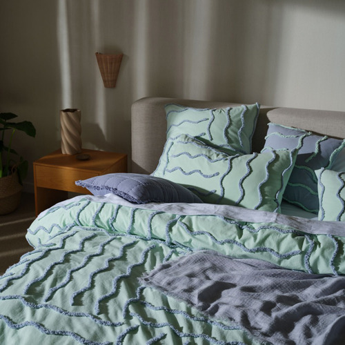 Mint Metung Cotton Chenille Quilt Cover Set
