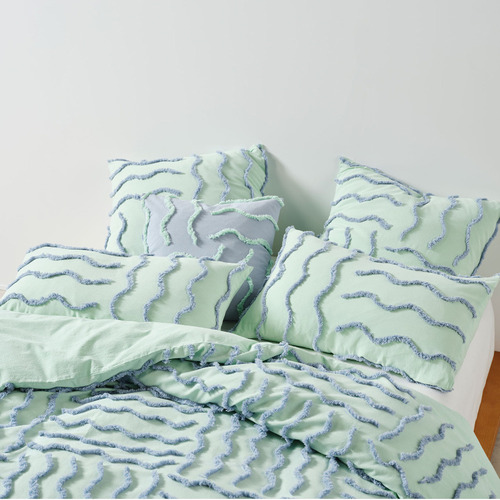 Mint Metung Cotton Chenille Quilt Cover Set