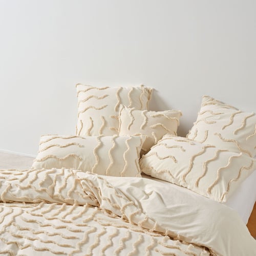 Latte Metung Cotton Chenille Quilt Cover Set