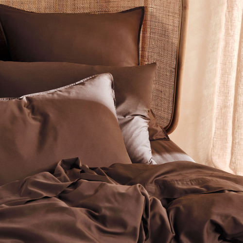 Chocolate Nara Bamboo & Cotton Sateen Quilt Cover Set