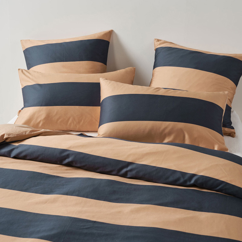 Bluestone Rugby Stripe Cotton Sateen Quilt Cover Set