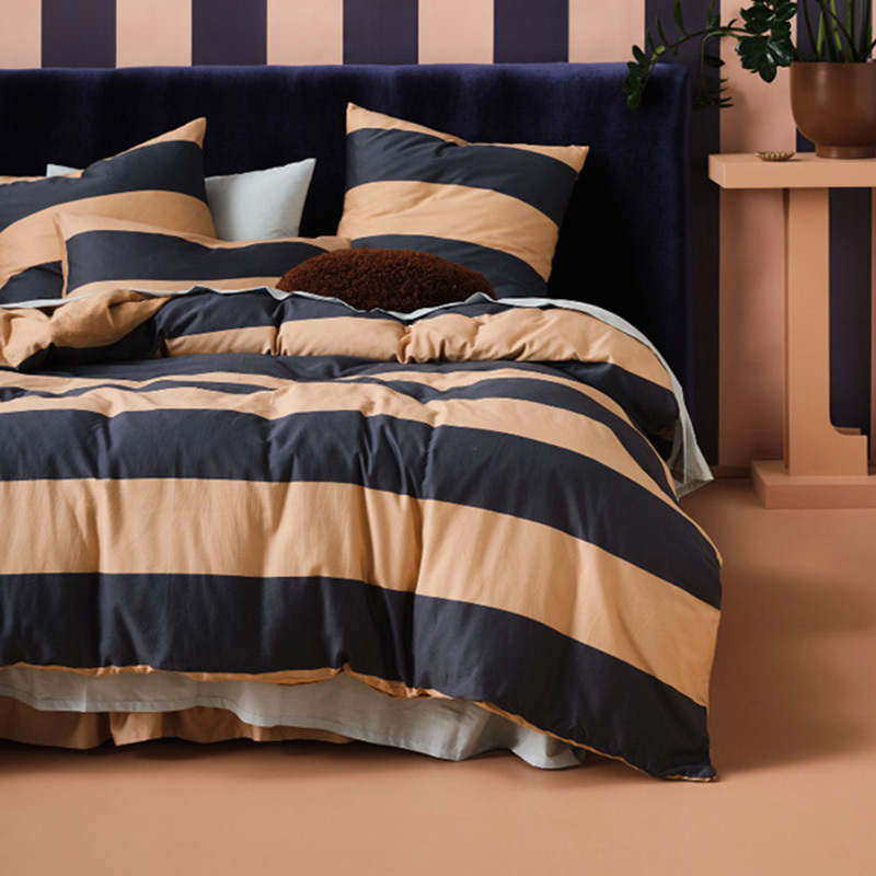 Bluestone Rugby Stripe Cotton Sateen Quilt Cover Set