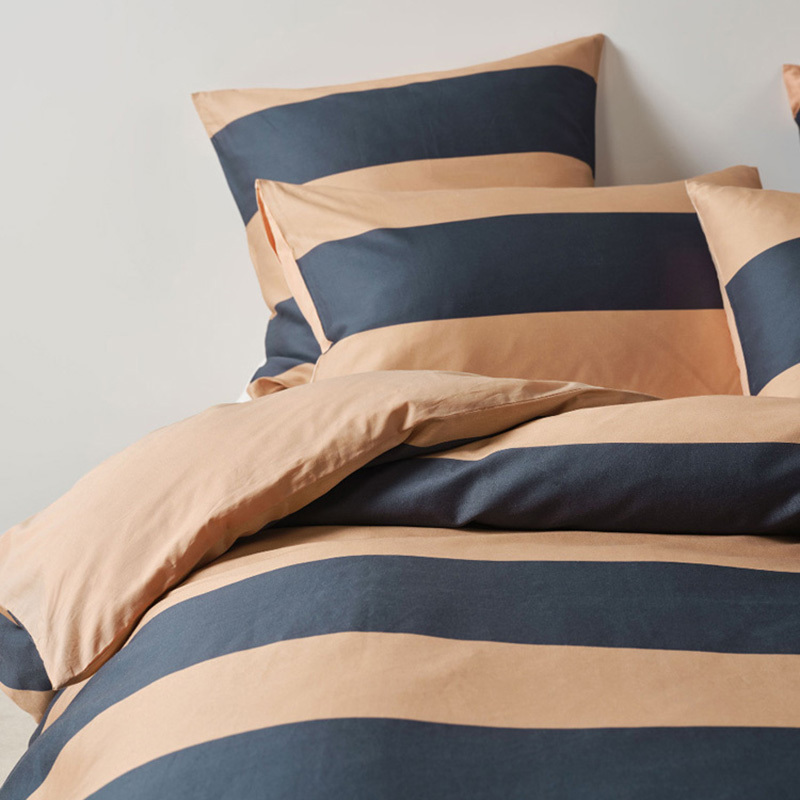 Bluestone Rugby Stripe Cotton Sateen Quilt Cover Set