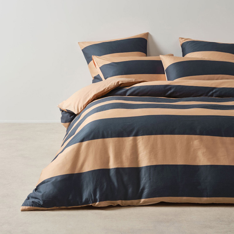 Bluestone Rugby Stripe Cotton Sateen Quilt Cover Set