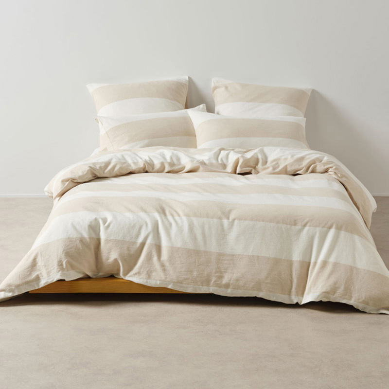Vintage Wide Stripe Cotton Blend Quilt Cover Set